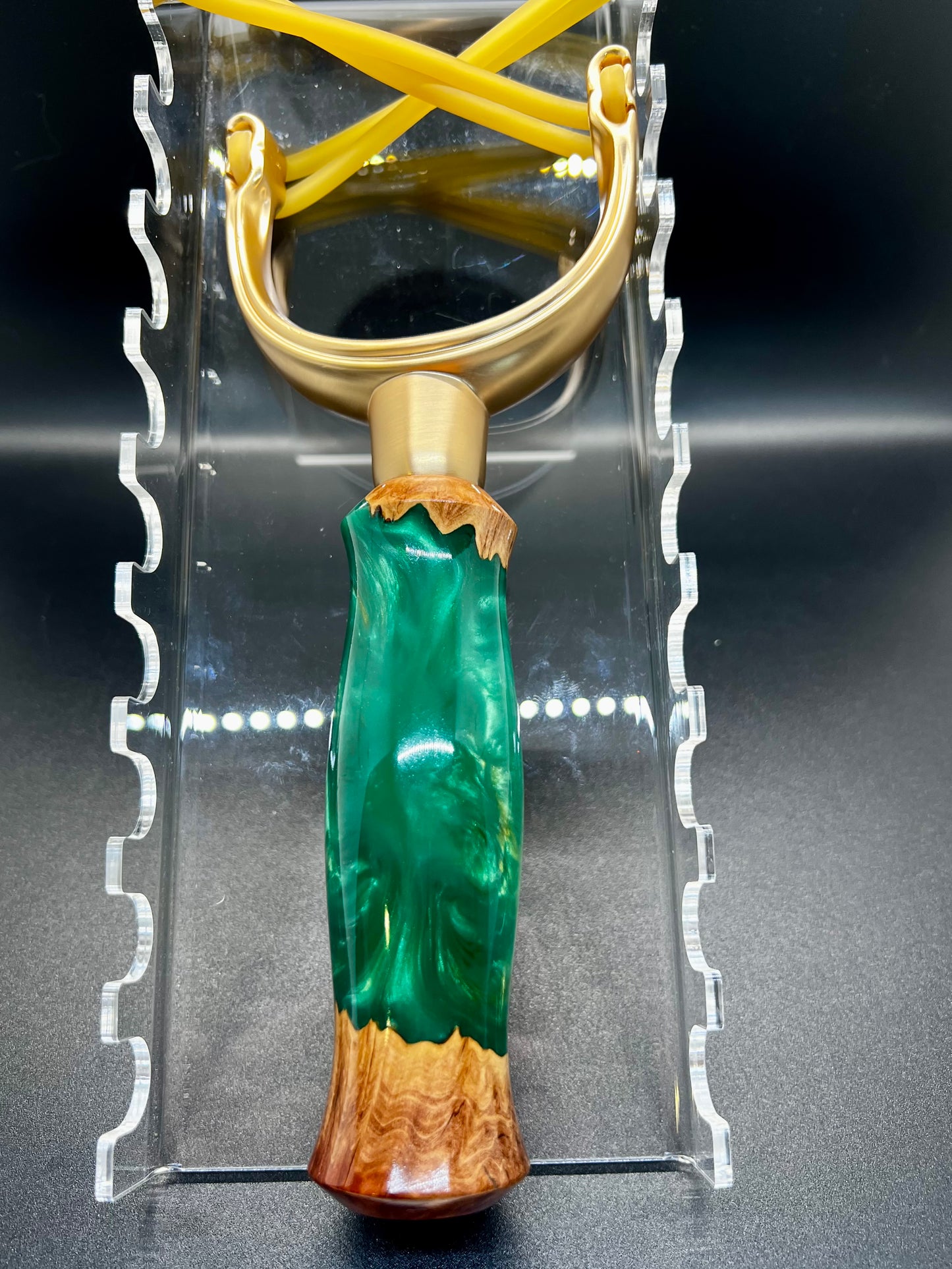 Slingshot-Mallee Burl-Multi-Green colored resin