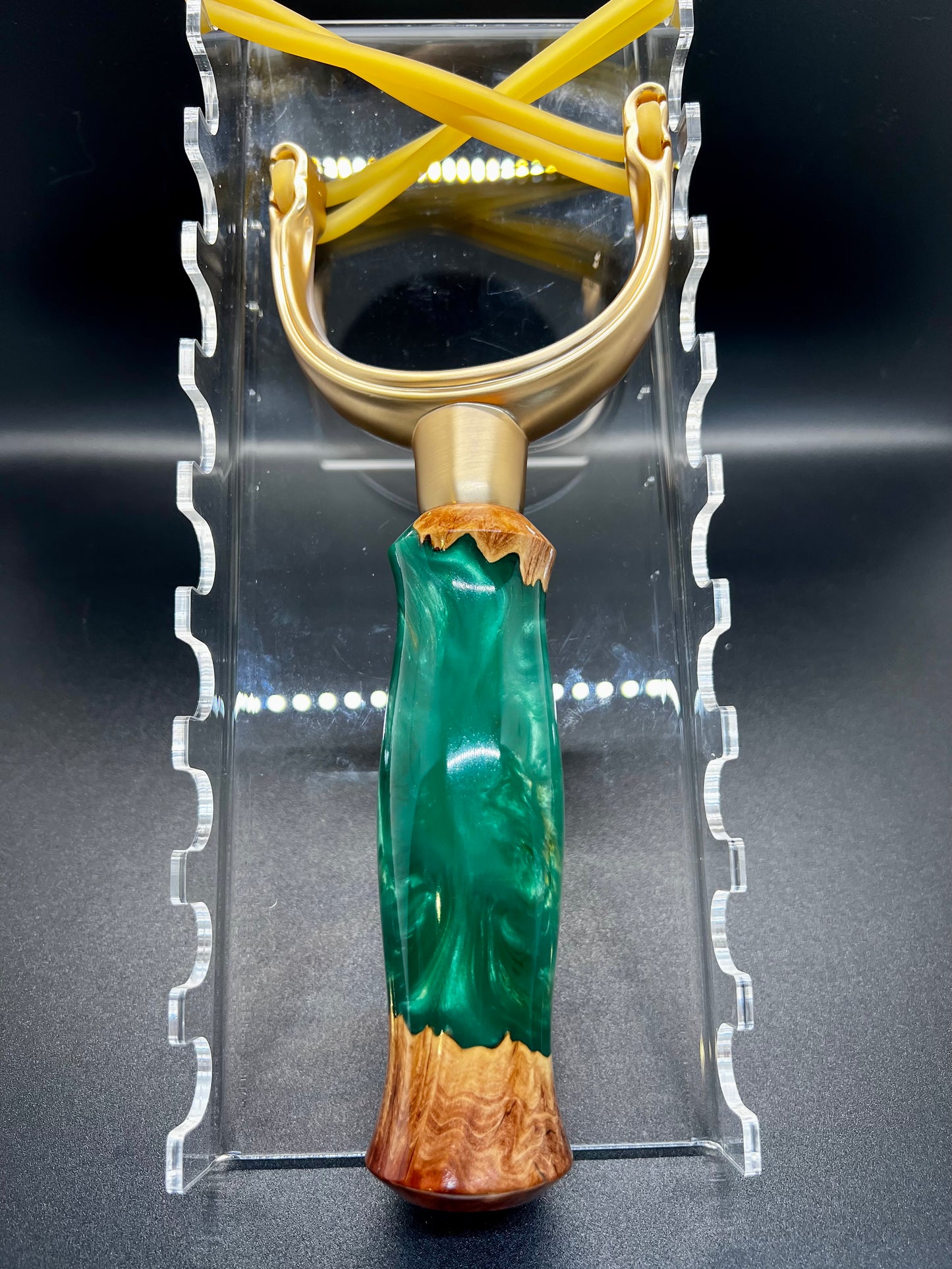 Slingshot-Mallee Burl-Multi-Green colored resin