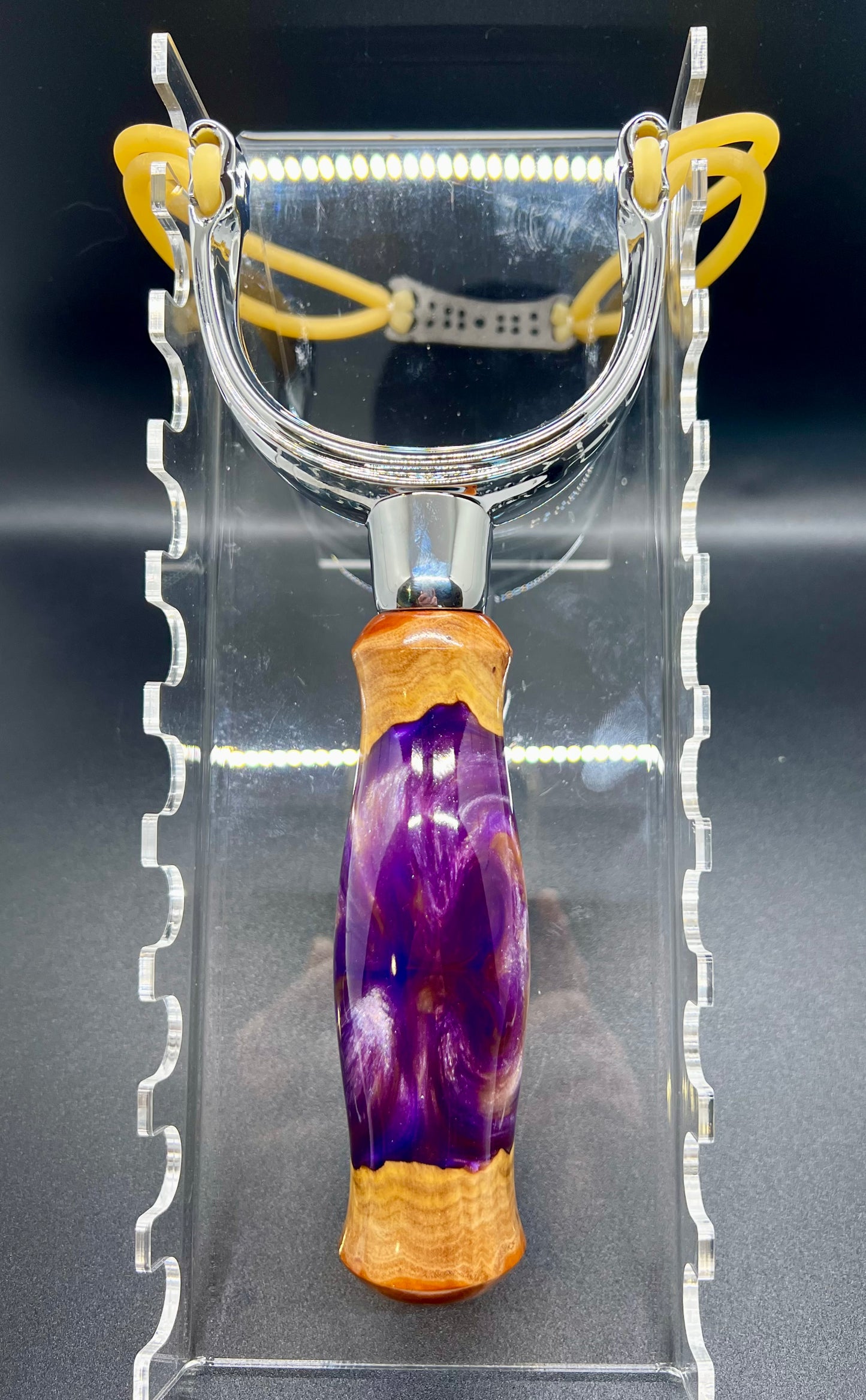 Slingshot-Mallee Burl-Purple and Gold colored resin