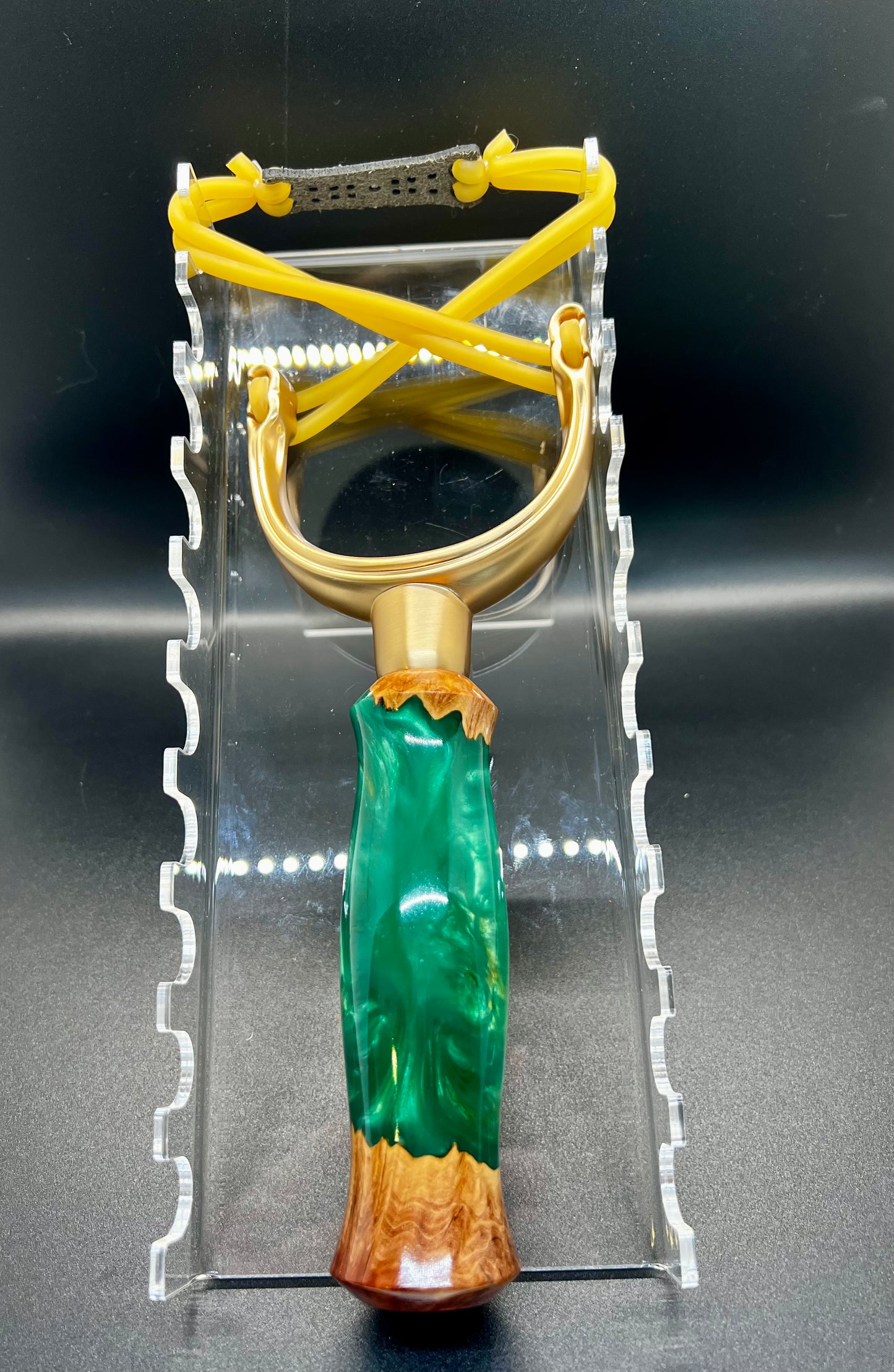 Slingshot-Mallee Burl-Multi-Green colored resin