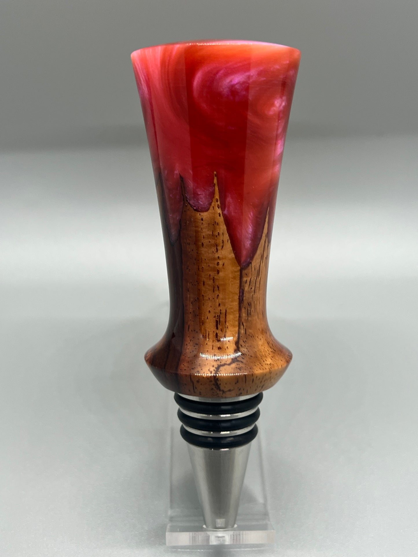 Bottle Stopper Cocobolo with magenta resin