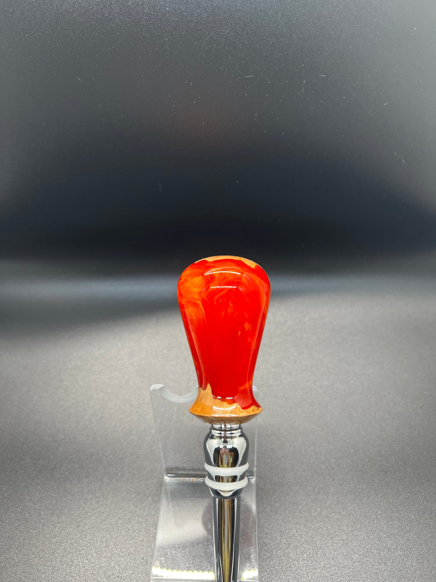 Bottle Stopper Burl with Red and Gold Resin