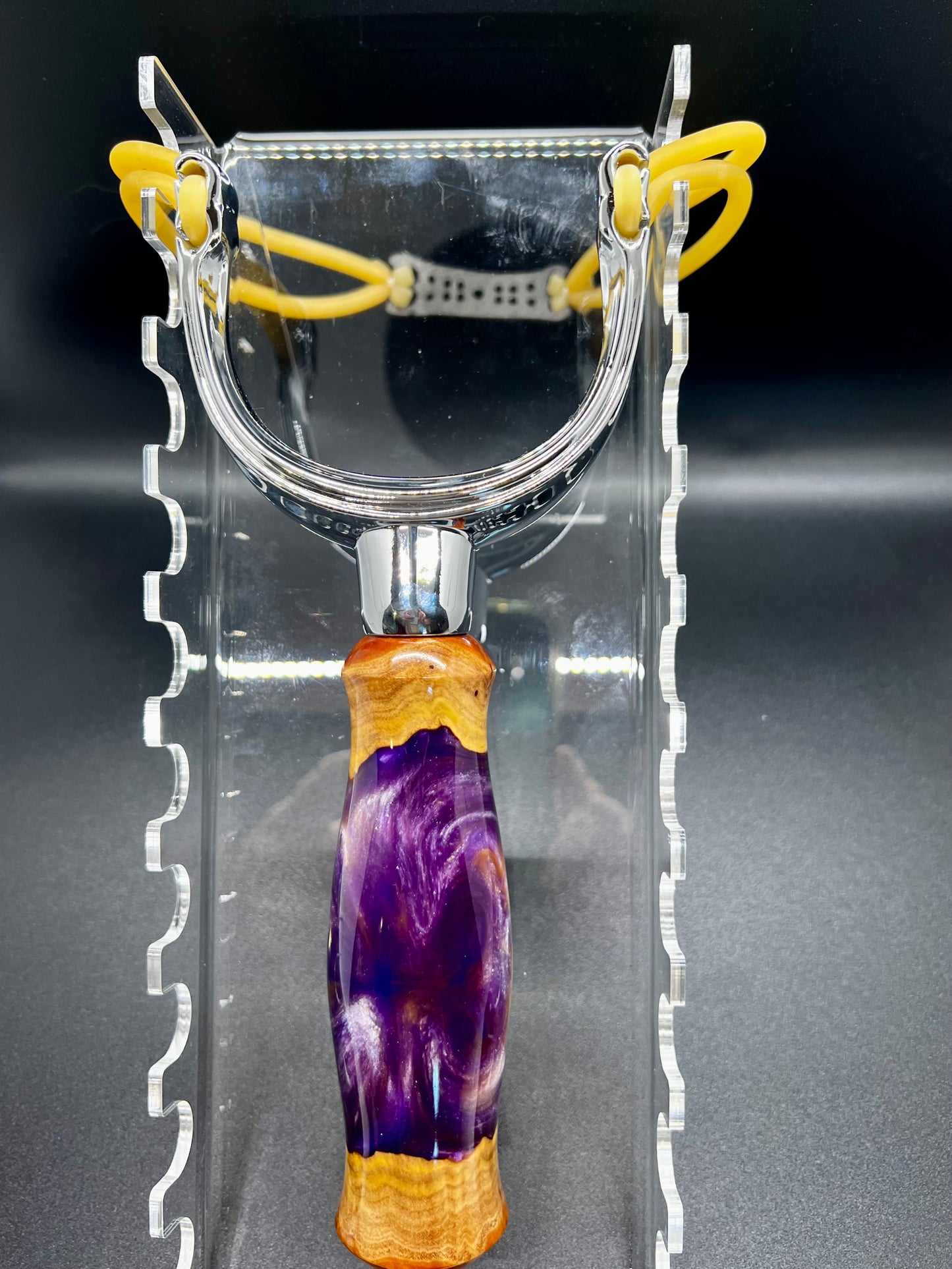 Slingshot-Mallee Burl-Purple and Gold colored resin