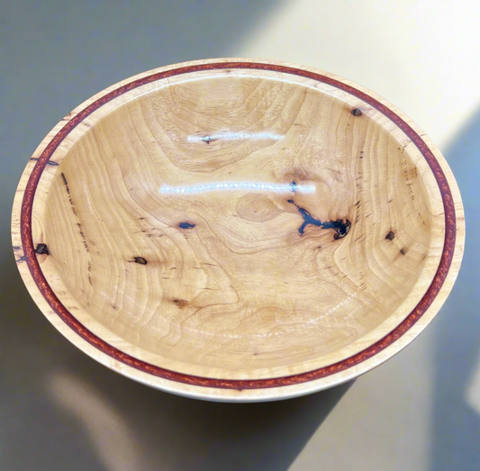 Hand turned Elm bowl with deep copper colored resin inlay