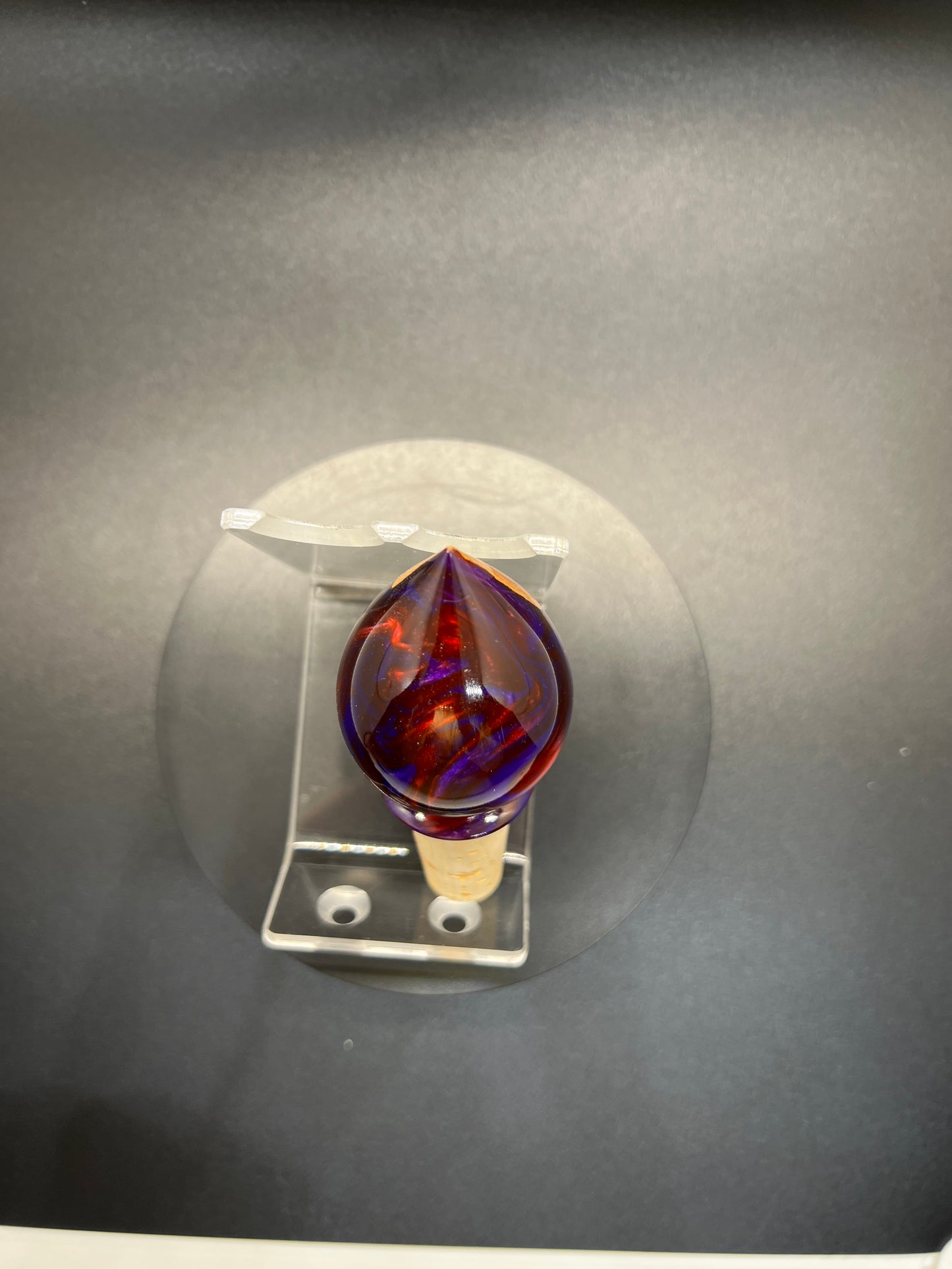 Bottle Stopper Burl with Purple, Russet, Resin Cork Stopper