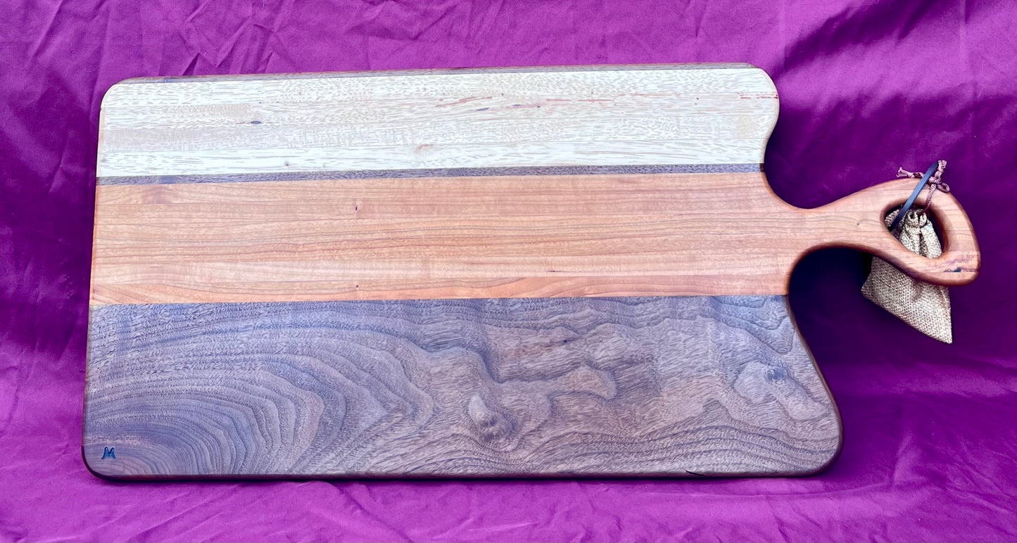 Charcuterie board Walnut, Cherry, Pecan & Wenge accent