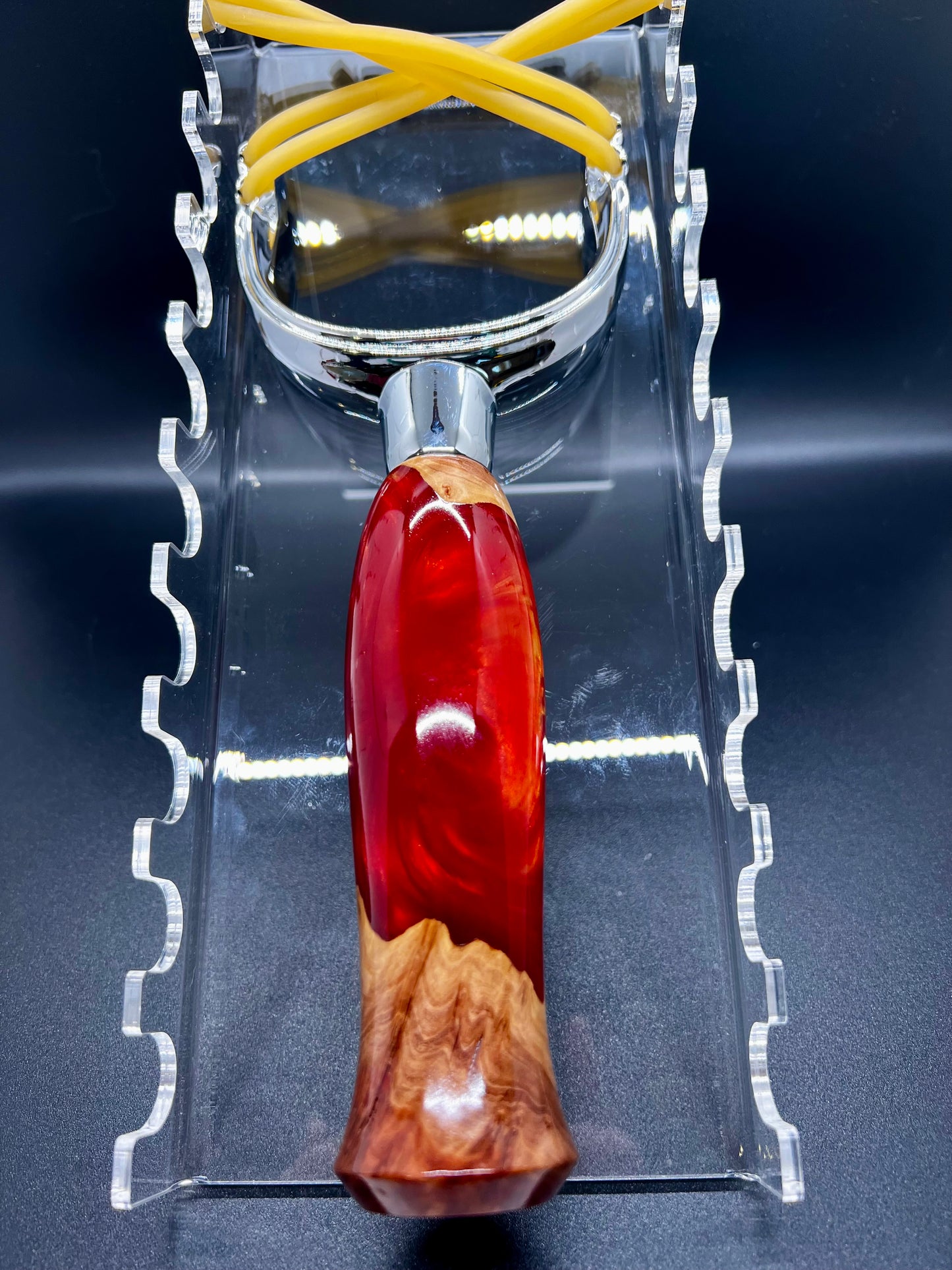 Slingshot-Mallee Burl- Red and Gold colored resin