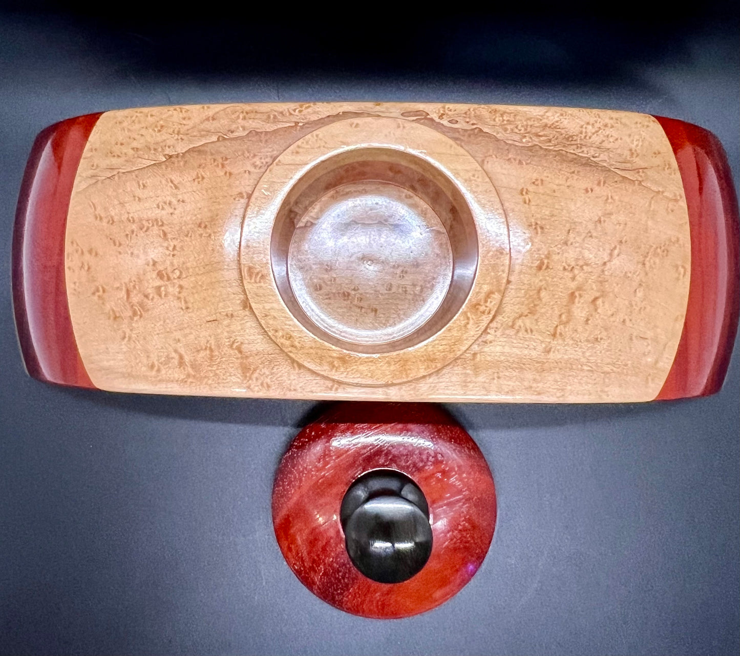 Birdseye Maple and Bloodwood Winged floating lidded box