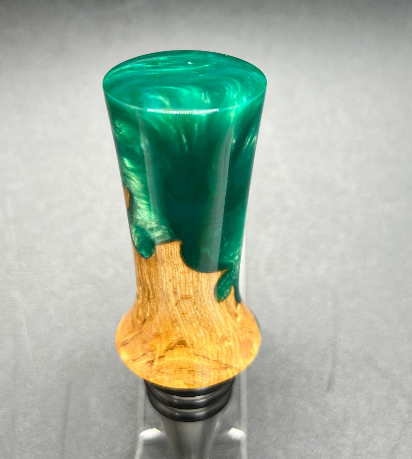 Bottle Stopper Birdseye Maple Burl with green resin