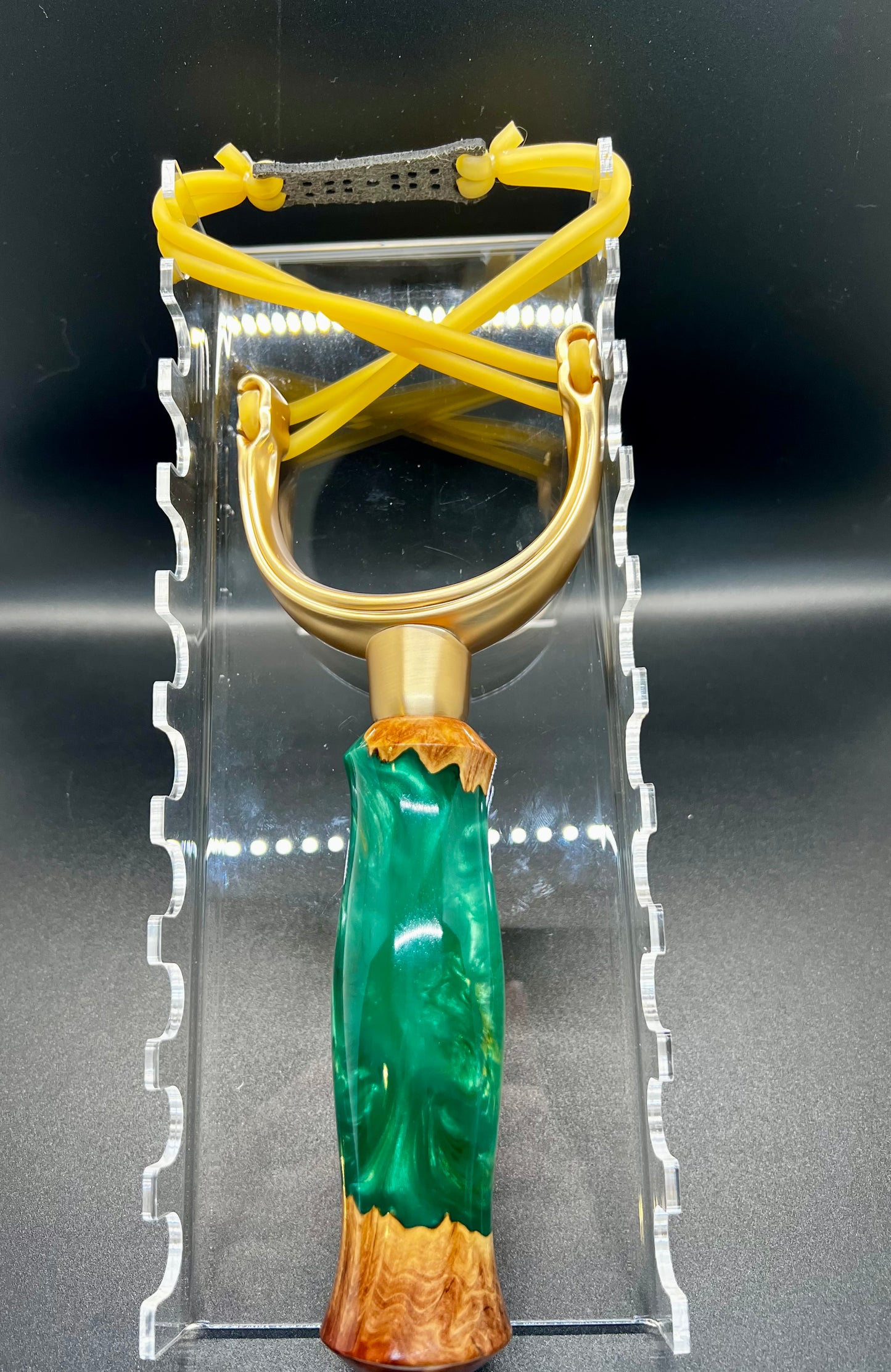 Slingshot-Mallee Burl-Multi-Green colored resin