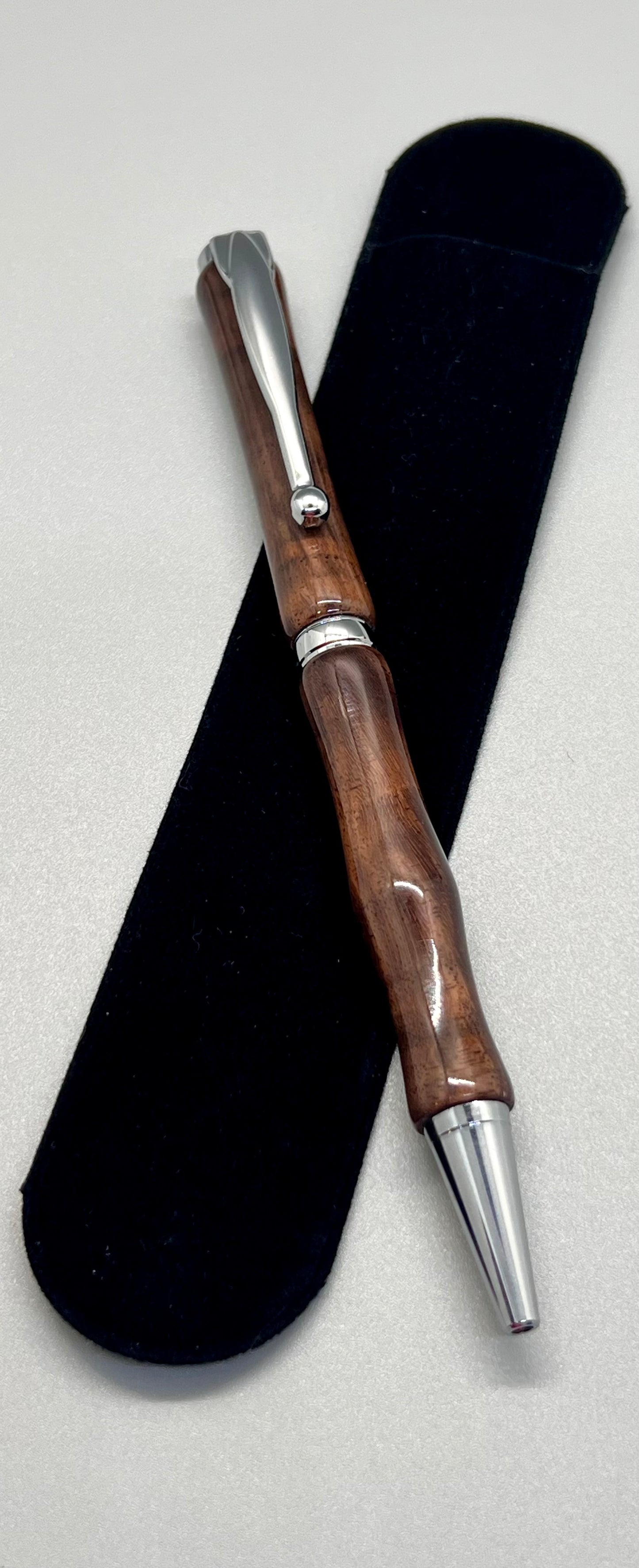 Curly Walnut Funline Pen with Chrome clip