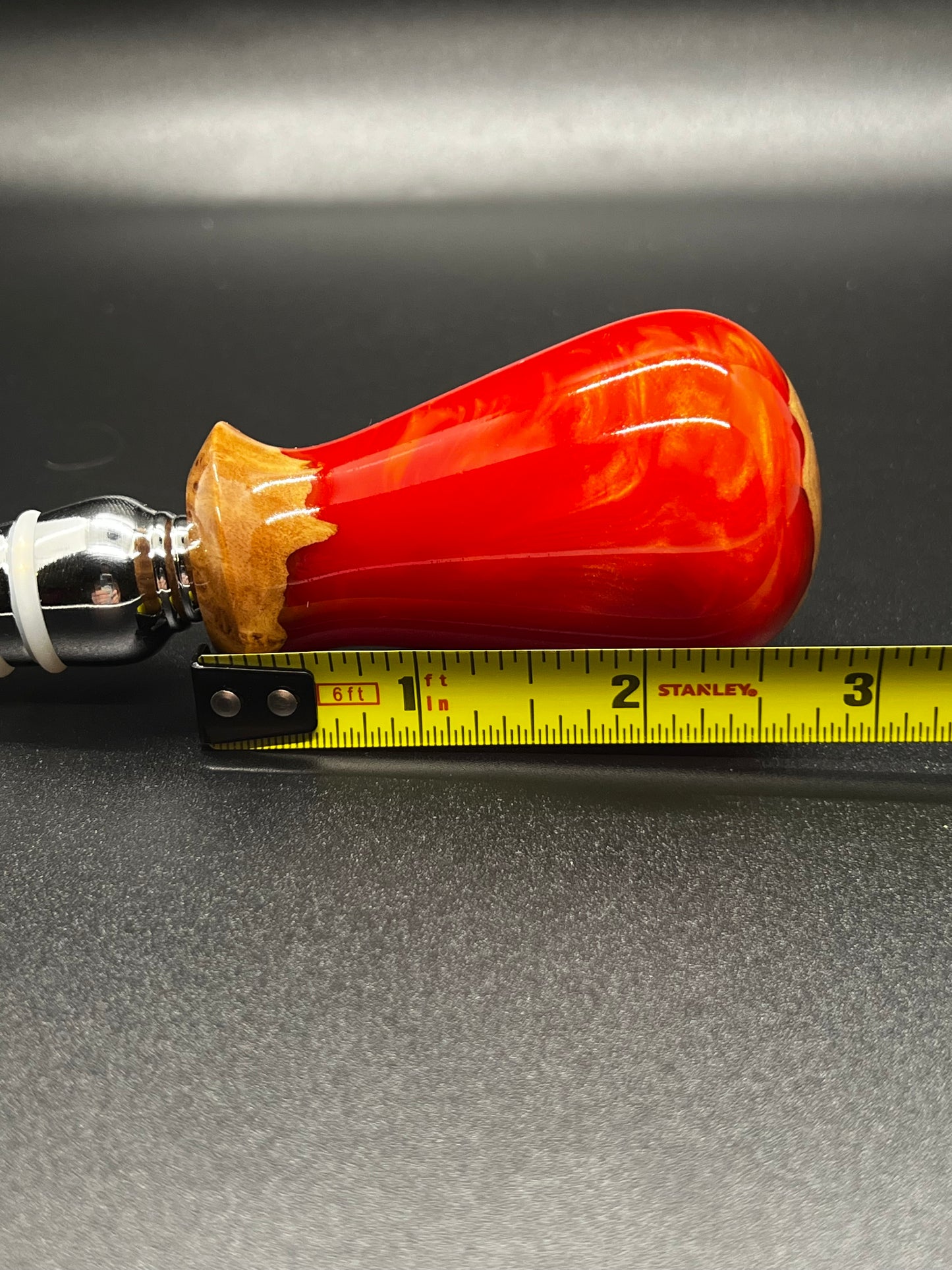 Bottle Stopper Burl with Red and Gold Resin