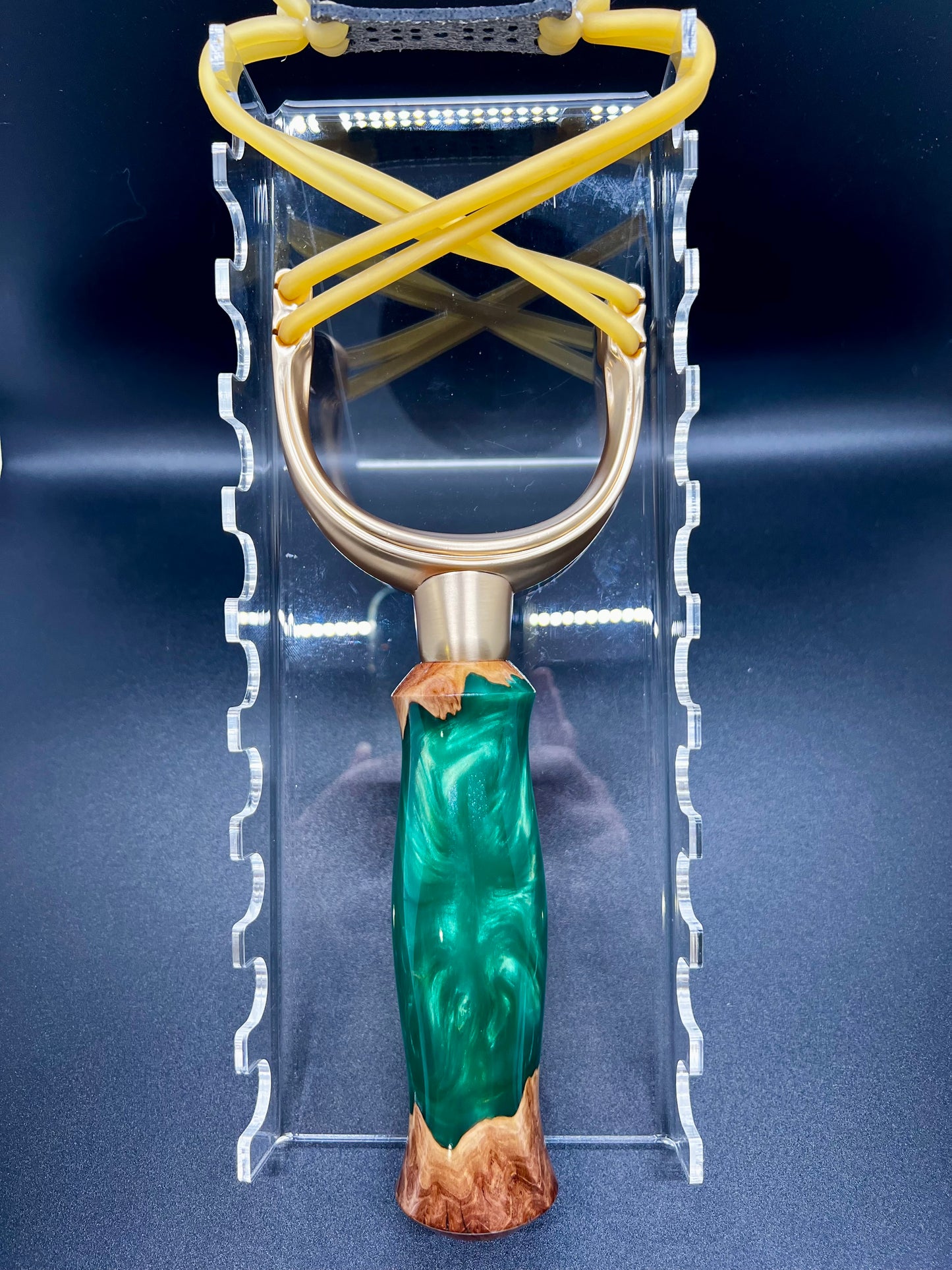 Slingshot-Mallee Burl-Multi-Green colored resin