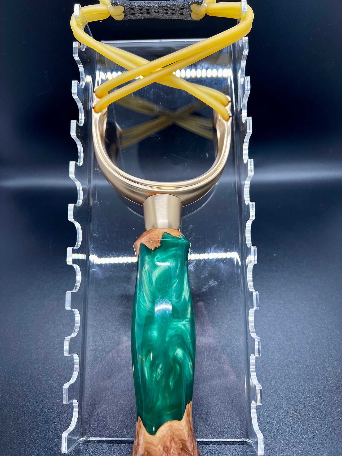 Slingshot-Mallee Burl-Multi-Green colored resin