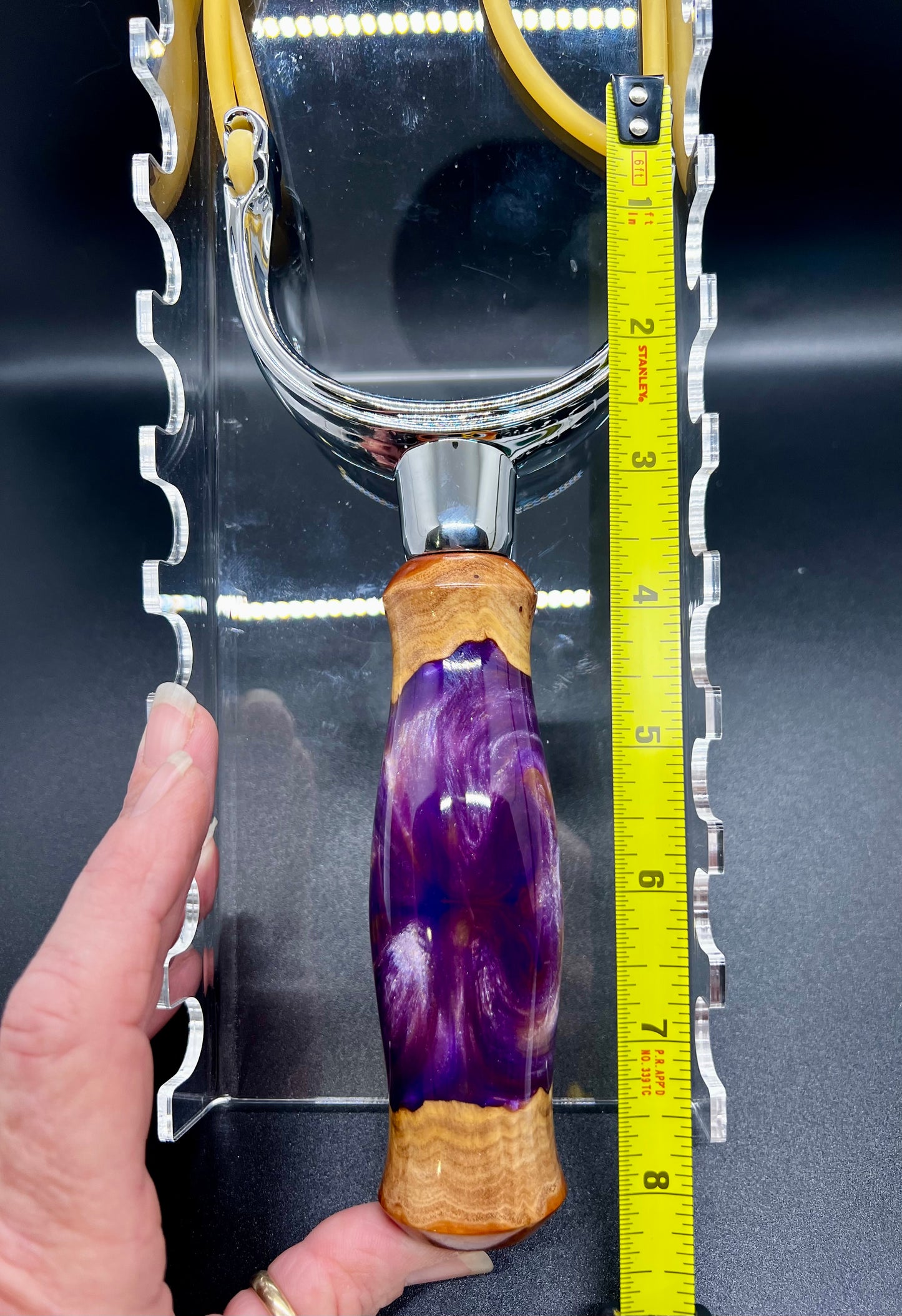 Slingshot-Mallee Burl-Purple and Gold colored resin