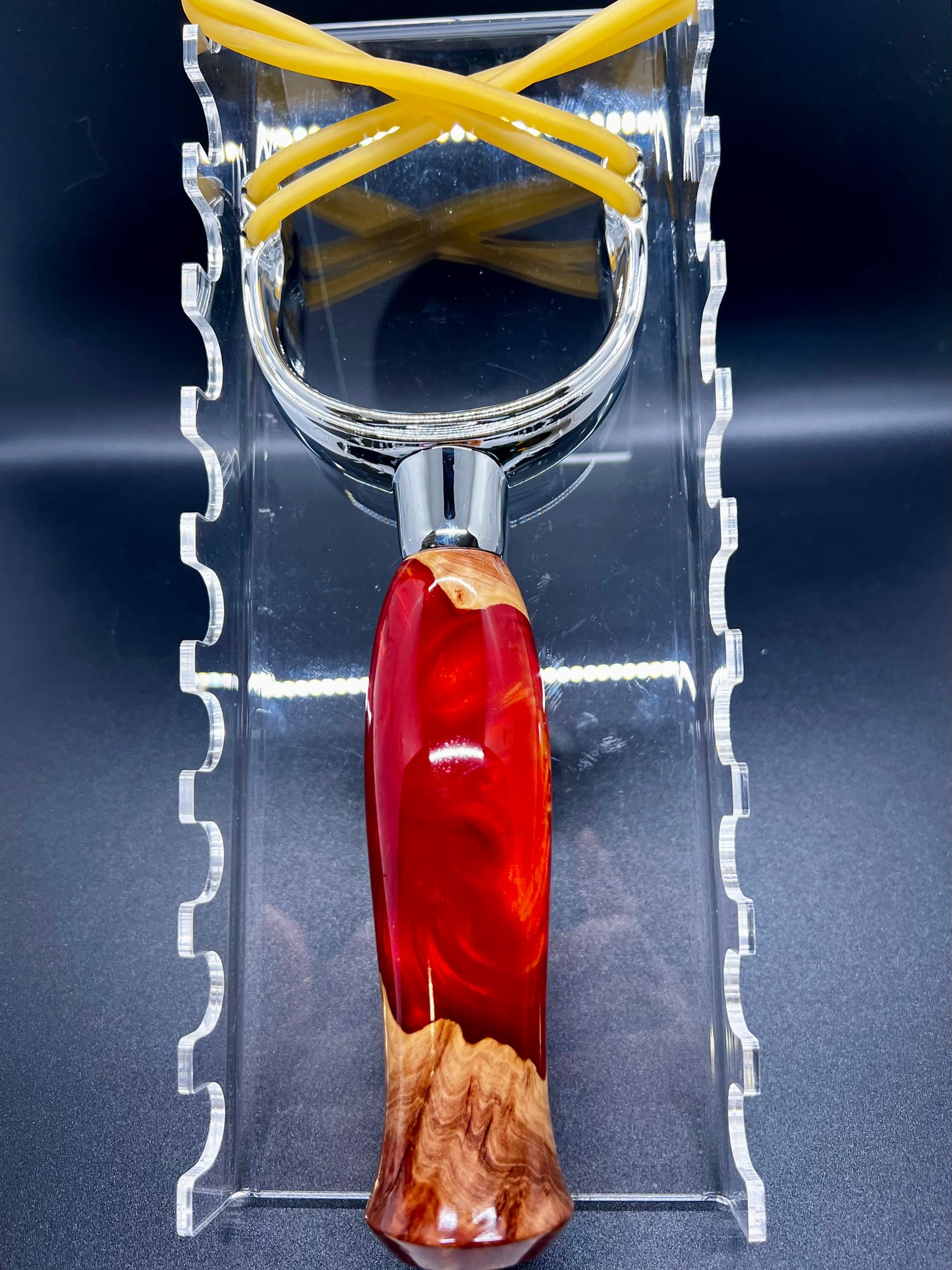 Slingshot-Mallee Burl- Red and Gold colored resin