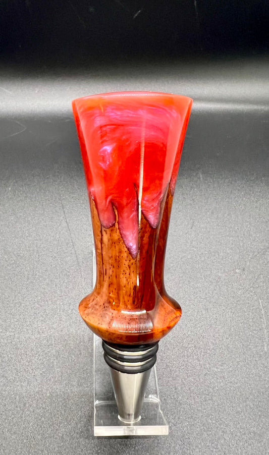 Bottle Stopper Cocobolo with magenta resin