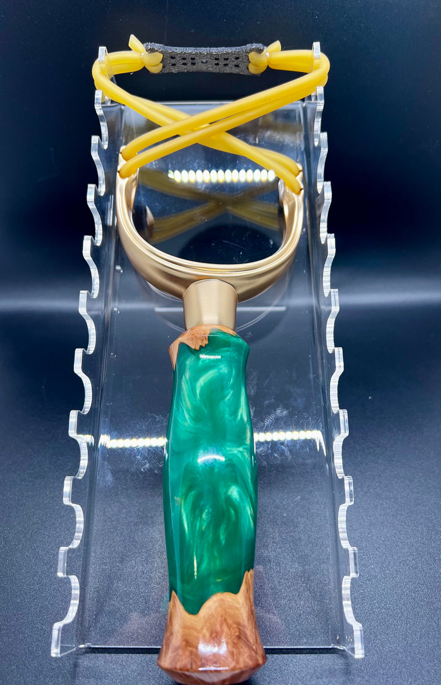 Slingshot-Mallee Burl-Multi-Green colored resin