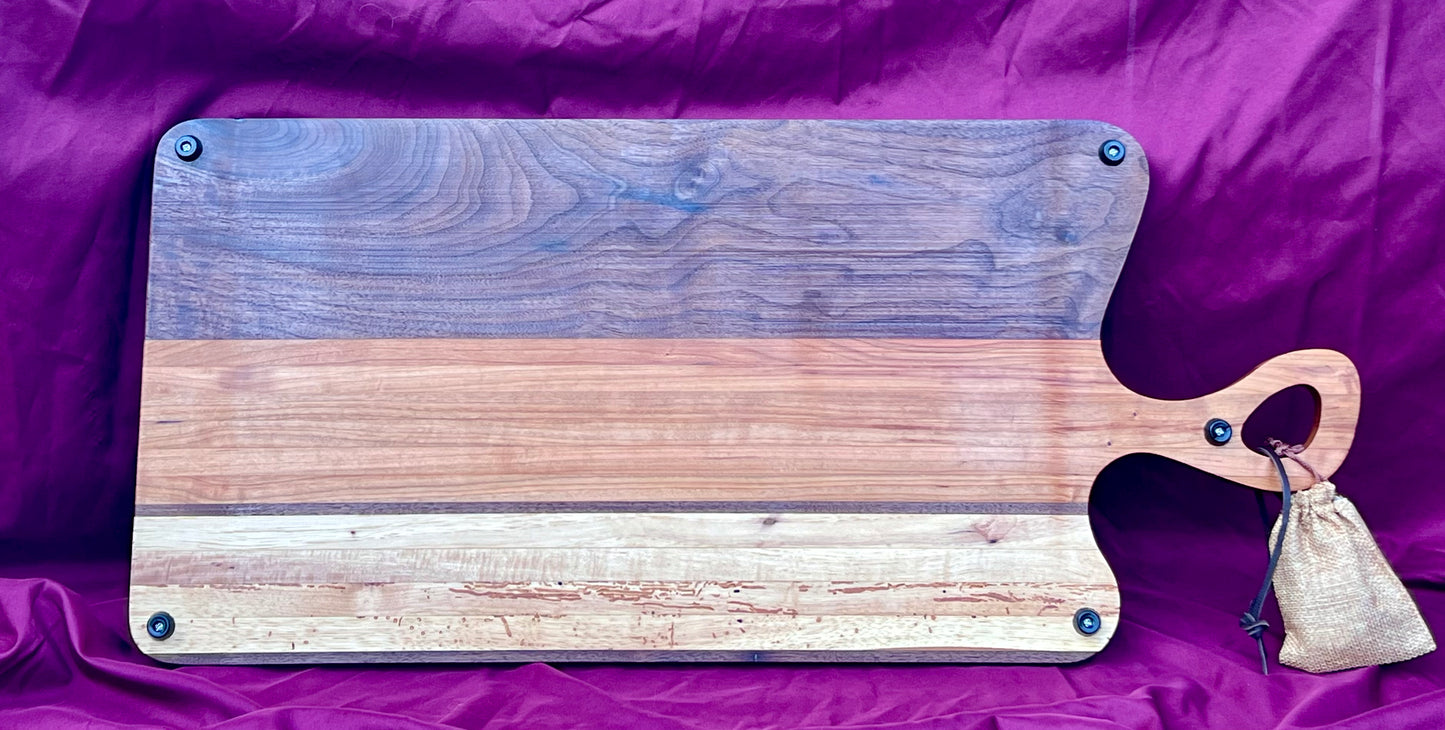 Charcuterie board Walnut, Cherry, Pecan & Wenge accent